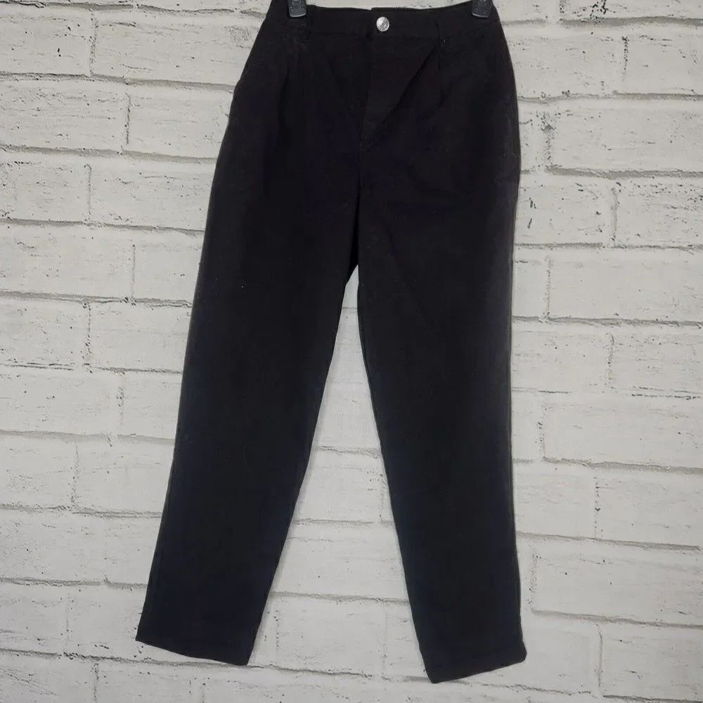 ASOS Design Women's Solid Black Straight-Leg Stretchy Trousers Size 4P Career
